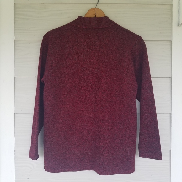 Mid-Length Modern Cardigan Sweater Sequin Gorgeous Deep Burgundy/Black - Picture 3 of 14